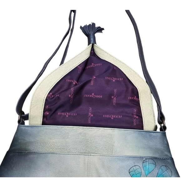 Anna by Anuschka Hand Painted Designer Leather Cross Body Tassel - Picture 6 of 16
